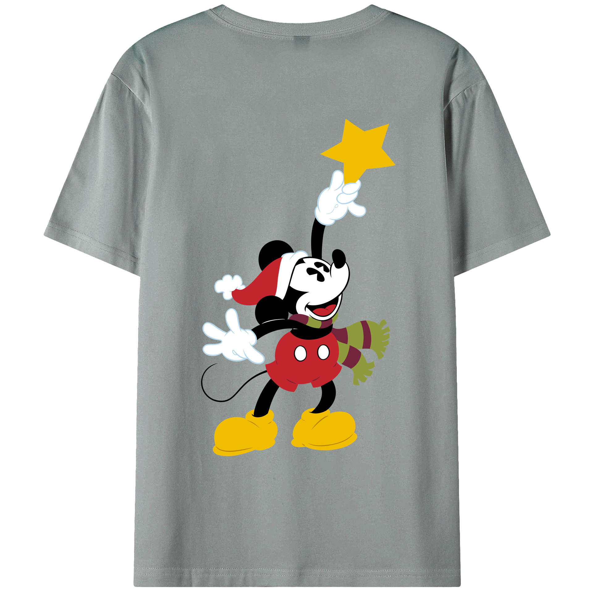 ミッキーマウス Mickey Mouse 綿100％ メンズ半袖Tシャツ（バックプリント） 通気性
